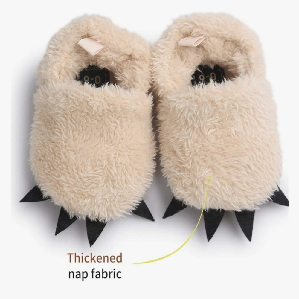 NWT Cozy Toddler Cream Monster Claw Slippers